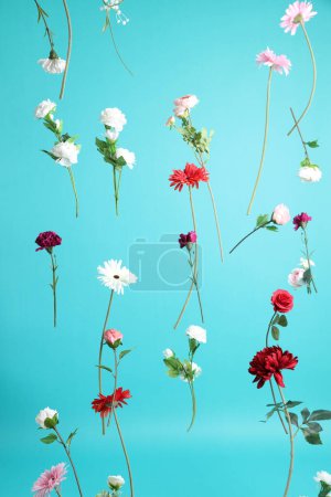 Photo for The beautiful flower floating in the air with the green background. - Royalty Free Image