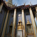 Architecture of Wat Phra Kaew or Emerald Buddha Temple in Grand Place, Bangkok, Thailand