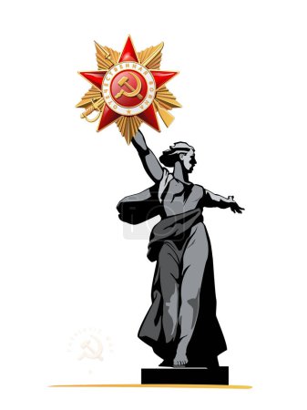 Vector illustration. St. George's ribbon, number 9. Translation of Russian and English inscriptions: May 9. Happy Victory Day! 1941-1945. Second World War. Holiday, poster, banner, flyer, victory, achievement, memorial, George, clip art, magazine