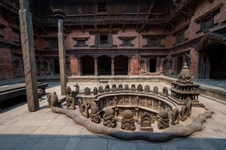 Eine Landschaft rund um den Patan Durbar Square, liegt im Zentrum der Stadt Lalitpur in Nepal. Es ist einer der drei Durbar-Plätze im Kathmandu-Tal, Nepal.