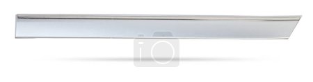 Photo for Silver plastic molding with chrome for car side fender - tuning element for sale in a car service on a white isolated background in a photo studio. - Royalty Free Image