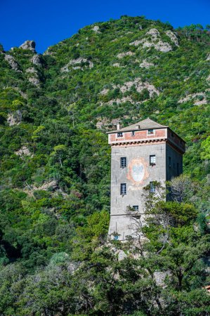Photo for Ancient Tower Doria, in the little village of San Fruttuoso in the Italian Riviera - Royalty Free Image