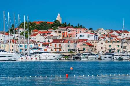 View of the old town of Primosten an ancient fishing village on the Croatian Coast near Sibenik