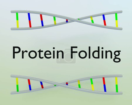 Téléchargez les photos : Illustration 3D du script Protein Folding entre deux doubles hélices ADN - en image libre de droit