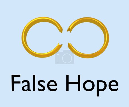 Foto de 3d ilustración dos anillos rotos siluetas, titulado como falsa esperanza - que se asemeja a un amor no correspondido. - Imagen libre de derechos
