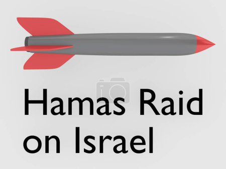 Téléchargez les photos : Illustration 3D d'un missile, intitulé Raid du Hamas sur Israël. - en image libre de droit