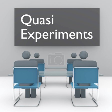 Foto de Ilustración 3D de un grupo de personas sentadas en el aula, titulada Quasi Experiments. - Imagen libre de derechos
