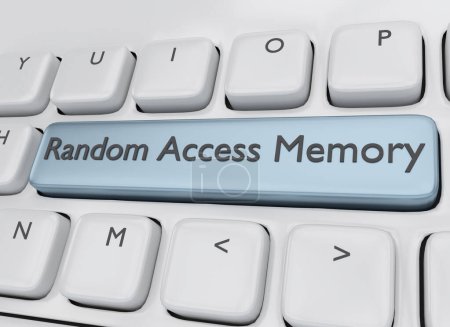 3D illustration of pc keyboard with the script Random Access Memory on a key