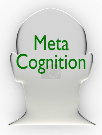 Photo for 3D illustration of a head silhouette containing the script Meta Cognition. - Royalty Free Image