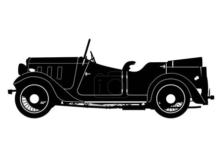 Ilustración de Silhouette of a vintage car. Vector. - Imagen libre de derechos