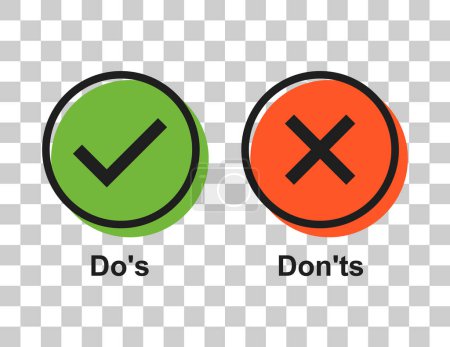 Set of check do dos mark, correct wrong sign, vector illustration choice icon .