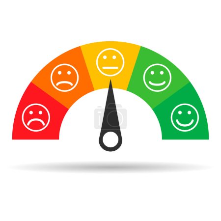 Illustration for Customer satisfaction meter shadow icon, graph rating measure business report vector illustration . - Royalty Free Image