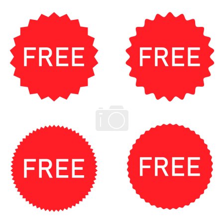 Téléchargez les illustrations : Set of Free web button sign, promotion design label icon, gratis business vector illustration . - en licence libre de droit