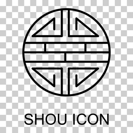 Traditional shou icon, spiritual isolated shu flat symbol, asian vector illustration .
