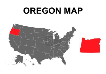 Illustration for Oregon map shape, united states of america. Flat concept icon symbol vector illustration . - Royalty Free Image