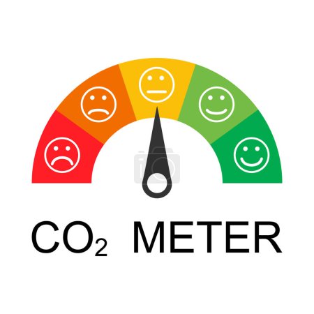 Ilustración de El CO2 reduce el icono de la nube, las emisiones globales limpias, el medio ambiente símbolo de diseño ecológico vector ilustración . - Imagen libre de derechos