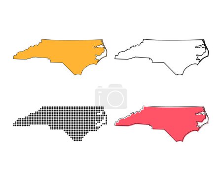 Illustration for Set of North Carolina map, united states of america. Flat concept vector illustration . - Royalty Free Image
