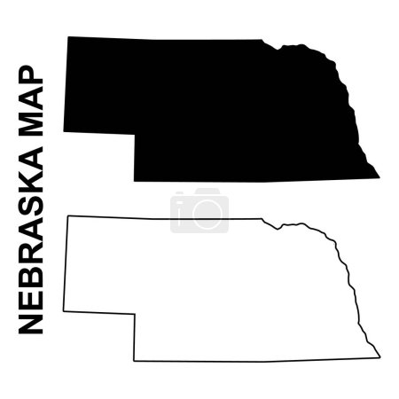 Ilustración de Conjunto de mapa de Nebraska, estados unidos de América. Icono de concepto plano vector ilustración . - Imagen libre de derechos
