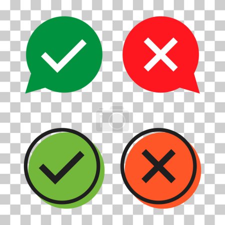 Illustration for Set of check do dos mark, correct wrong sign, vector illustration choice icon . - Royalty Free Image