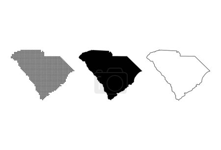 Illustration for Set of South carolina map, united states of america. Flat concept symbol vector illustration . - Royalty Free Image