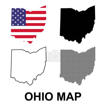 Téléchargez les illustrations : Set of Ohio map, united states of america. Flat concept symbol vector illustration . - en licence libre de droit