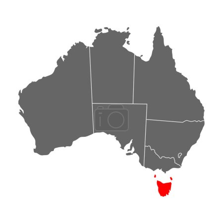 Ilustración de Australia mapa de Tasmania icono, geografía concepto en blanco, ilustración vectorial gráfico de fondo aislado . - Imagen libre de derechos