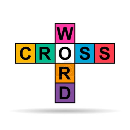 Illustration for Crossword concept shadow icon, cross word graphic symbol, web flat vector illustration . - Royalty Free Image