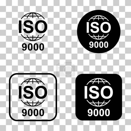 Ilustración de Conjunto de Iso 9000 icono. Símbolo de calidad estándar. Signo de botón vectorial aislado sobre fondo blanco . - Imagen libre de derechos