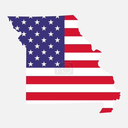 Téléchargez les illustrations : Missouri map shape, united states of america. Flat concept icon symbol vector illustration . - en licence libre de droit