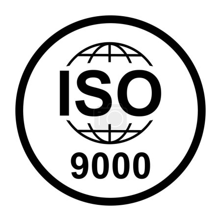 Ilustración de Iso 9000 icono. Símbolo de calidad estándar. Signo de botón vectorial aislado sobre fondo blanco . - Imagen libre de derechos
