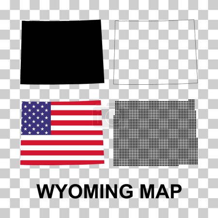 Ilustración de Conjunto de Wyoming forma de mapa, estados unidos de América. Icono concepto plano símbolo vector ilustración . - Imagen libre de derechos