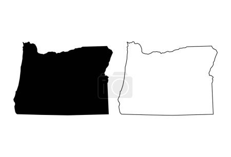 Illustration for Set of Oregon map, united states of america. Flat concept symbol vector illustration . - Royalty Free Image