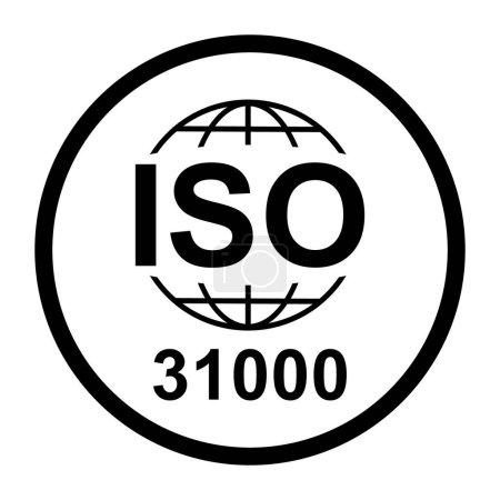 Iso 31000 icon. Risk Management. Standard quality symbol. Vector button sign isolated on white background .