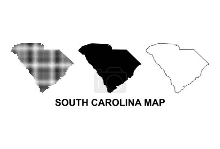 Ilustración de Set of South carolina map, united states of america. Flat concept symbol vector illustration . - Imagen libre de derechos