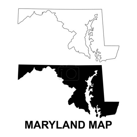 Set of Maryland map, united states of america. Flat concept icon vector illustration .