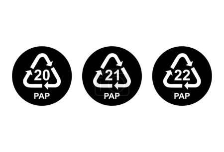 Téléchargez les illustrations : Set of Paper symbol, ecology recycling sign isolated on white background. Package waste icon . - en licence libre de droit