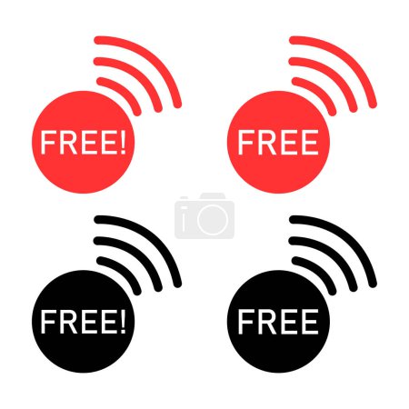 Téléchargez les illustrations : Set of Free web button sign, promotion design label icon, gratis business vector illustration . - en licence libre de droit