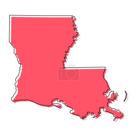 Téléchargez les illustrations : Carte de la Louisiane, États-Unis d'Amérique. Concept plat icône symbole vectoriel illustration . - en licence libre de droit
