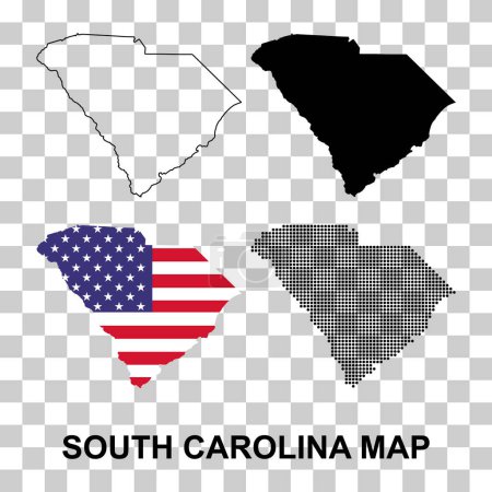 Illustration for Set of South carolina map, united states of america. Flat concept symbol vector illustration . - Royalty Free Image
