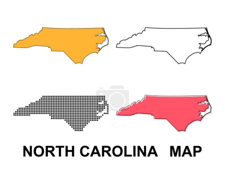 Illustration for Set of North Carolina map, united states of america. Flat concept vector illustration . - Royalty Free Image