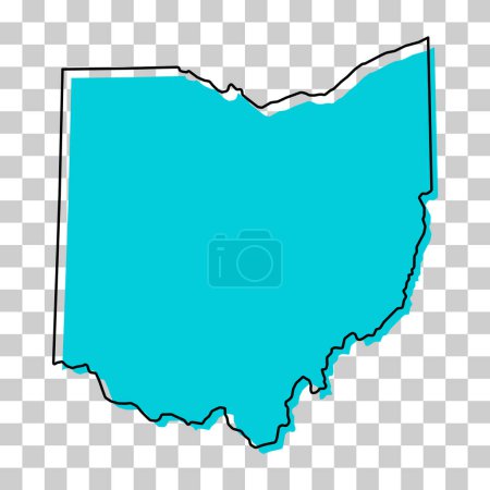 Téléchargez les illustrations : Ohio forme de carte, États-Unis d'Amérique. Concept plat icône symbole vectoriel illustration . - en licence libre de droit