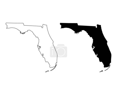Ilustración de Conjunto de Florida mapa, estados unidos de América. Icono de concepto plano vector ilustración . - Imagen libre de derechos