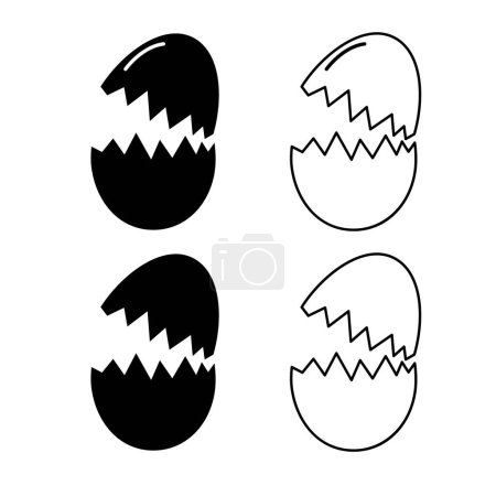 Illustration for Set of Egg icon with shadow, shell easter symbol, healthy nature food, vector illustration, farm organic protein . - Royalty Free Image