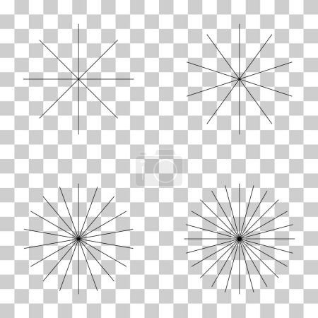 Illustration for Set of converging radiating lines burst icon, geometric sunburst element, sun shape vector illustration . - Royalty Free Image