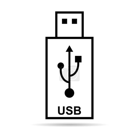 Ilustración de Tecnología de iconos USB con sombra, señal de dispositivo de conexión, símbolo portátil electrónico, medios de ilustración vectorial . - Imagen libre de derechos