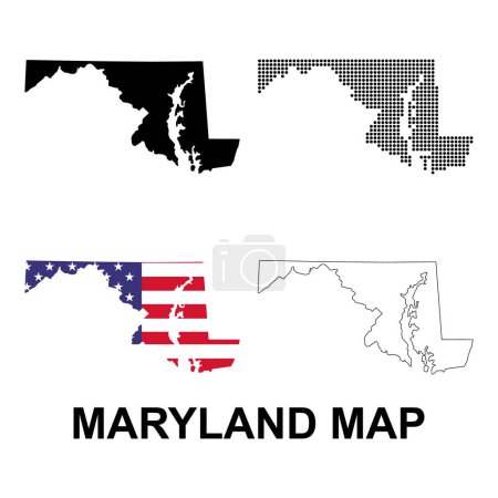 Illustration for Set of Maryland map, united states of america. Flat concept icon vector illustration . - Royalty Free Image