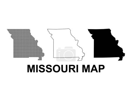 Ilustración de Conjunto de Missouri mapa, estados unidos de América. Icono de concepto plano vector ilustración . - Imagen libre de derechos