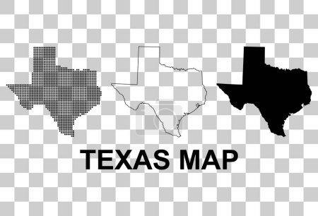 Ilustración de Conjunto de forma de mapa de Texas, estados unidos de América. Ilustración de vector de concepto plano . - Imagen libre de derechos