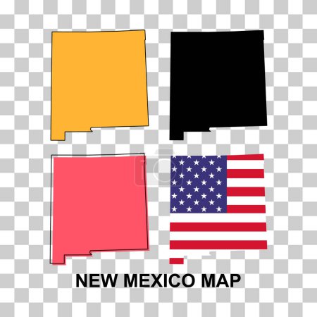 Ilustración de Set of New Mexico map, united states of america. Flat concept vector illustration . - Imagen libre de derechos