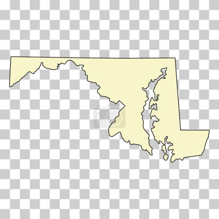 Illustration for Maryland map shape, united states of america. Flat concept icon symbol vector illustration . - Royalty Free Image